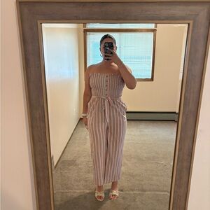 Billabong Pastel Striped Strapless Jumpsuit